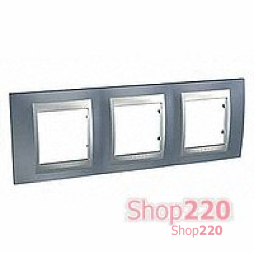 Рамка 3 поста, металлик, Unica MGU66.006.097 Schneider