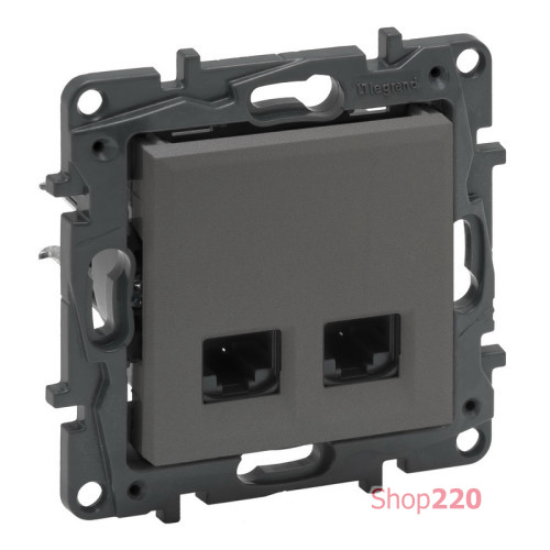 Розетка компьютерная 2XRJ45 CAT5e UTP, сталь, Niloe Step Legrand 863460B