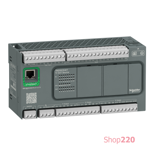 ПЛК M200 40ВХ/ВИХ, =24В, 24/16 транз. PNP, Ethernet TM200CE40T
