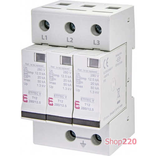 Ограничитель перенапряжения ETITEC V T12 280/12,5 (3+0) ETI 2442905