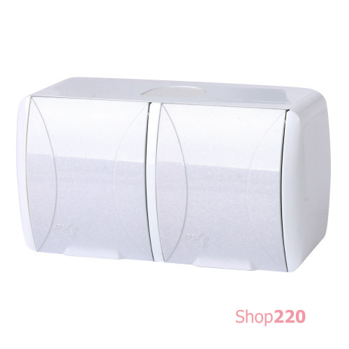 Розетка 220В двойная, IP54, накладная, белый, e.aqua.1232.gr Enext s035057