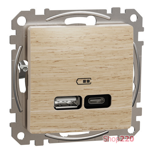 USB розетка A+C, берёза, Sedna Design Schneider Electric SDD180405U