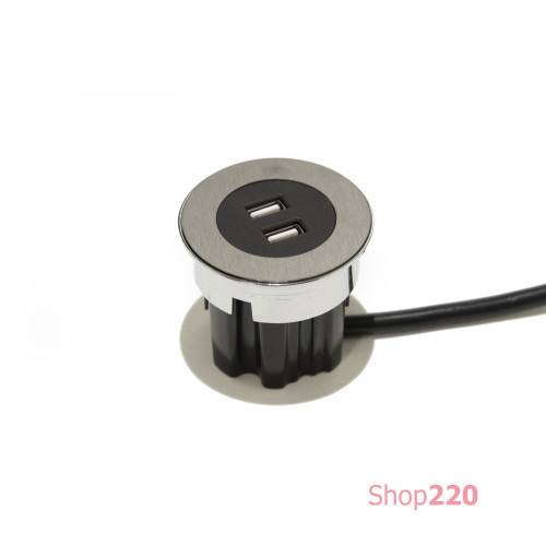 Врезная розетка USB, нержавеющая сталь, Versadot USB ASA 060.30Y.00004