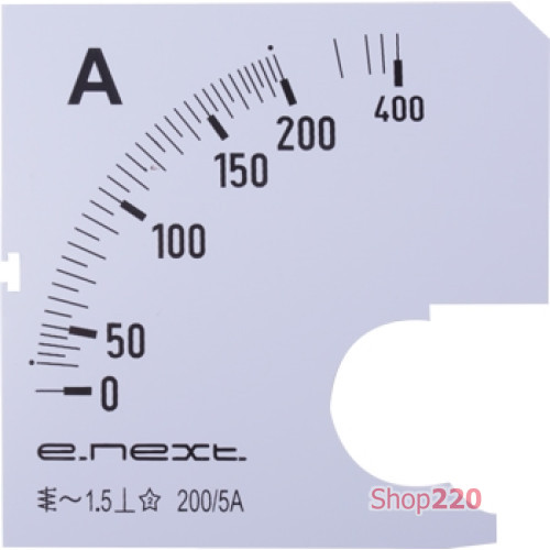 Шкала для амперметра щитового АС 200А 72х72мм, e.meter72.a200.scale Enext s066004