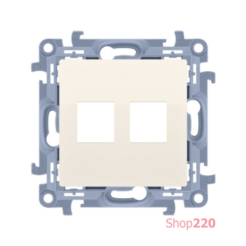 Розетка информационная под модуль 2xRJ45 Keystone, кремовый, SIMON10