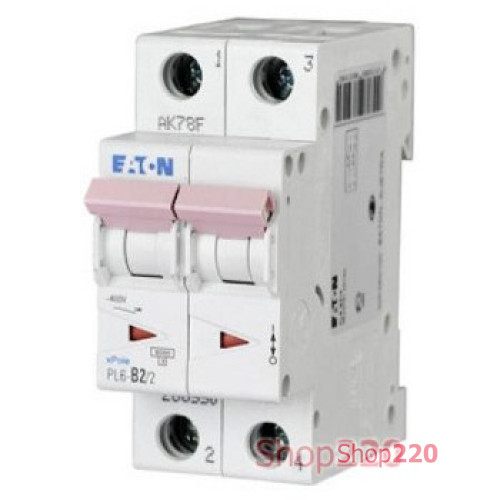 Автоматический выключатель двухполюсный 20А, тип С, PL6-C20/2 Moeller Eaton