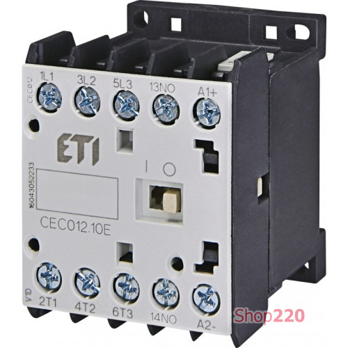 Контактор миниатюрный CEC 12.10-230V-50/60Hz (12A; 5,5kW; AC3) ETI 4641078