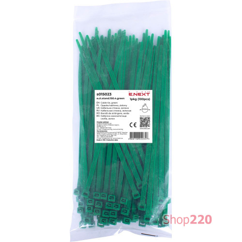 Кабельная стяжка 150мм х 4мм, зеленый, e.ct.stand.150.4.green Enext s015023