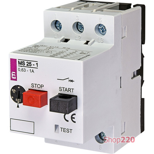 Автомат защиты двигателя 1А, MS25-1 ETI 4600050