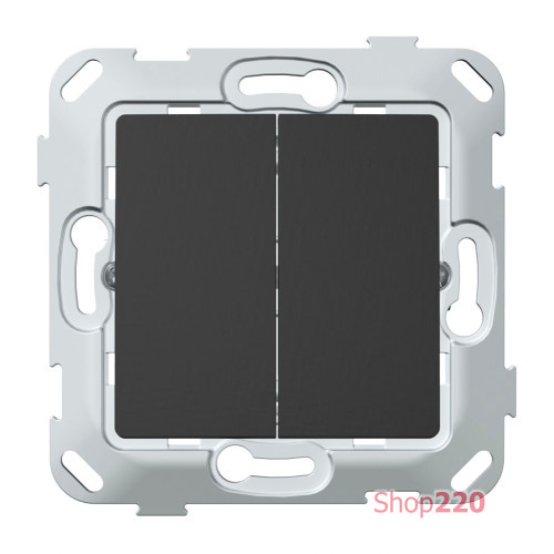 Выключатель проходной двухклавишный, антрацит soft-touch, PLK0221241 Plank Electrotechnic