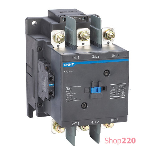 Контактор 400А, катушка 220В AC/DC, доп. контакты 2NO+2NC, NXC-400 Chint 836548