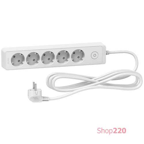 Удлинитель на 5 розеток, шнур 3м, белый, Unica Extend ST9453W Schneider Electric