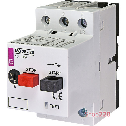 Автомат защиты двигателя 20А, MS25-20 ETI 4600120