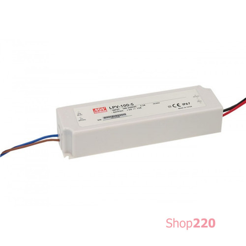 Блок питания 102 Вт, 12 В, 8.5 А Драйвер для светодиодов (LED), LPV-100-12 Mean Well LPV-100-12