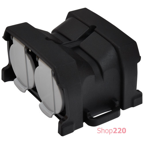 Розетка кабельная 4-я с заглушками ERS-4CM (Schuko, IP44, каучук, черная) ETI 4481015