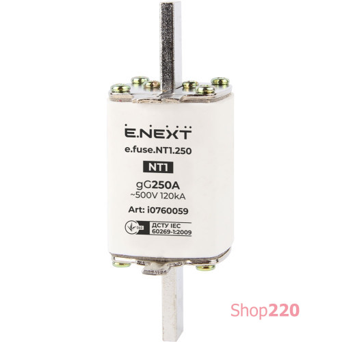 Предохранитель плавкий габарит 1, 250А., e.fuse.NT1.250 Enext i0760059