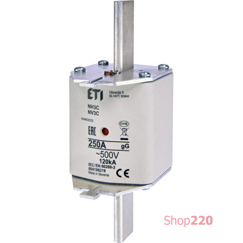 Предохранитель с индикатором NH-3С gG 250A 500V KOMBI ETI 4186219