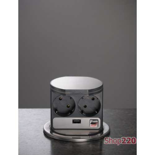 Выдвижной блок розеток 2x220 + USB, VoltPort