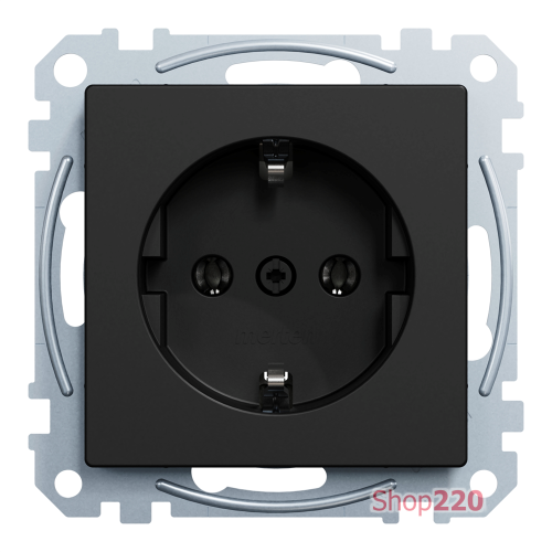 Механизм розетки SCHUKO, Merten System M, Ocean Plastic, матовый чёрный MEG2301-0403
