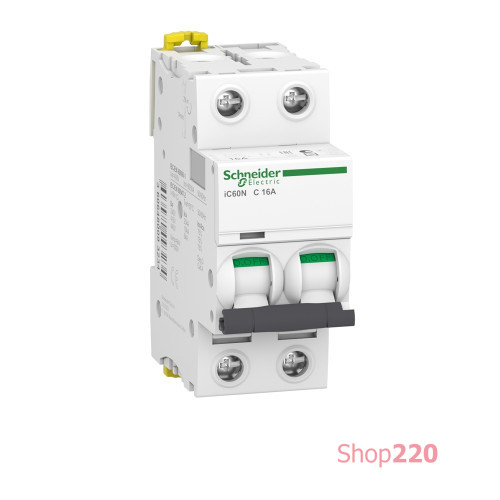 Автоматический выключатель 16А, 2 полюса, кривая C, IC60N Acti9 Schneider Electric A9F79216