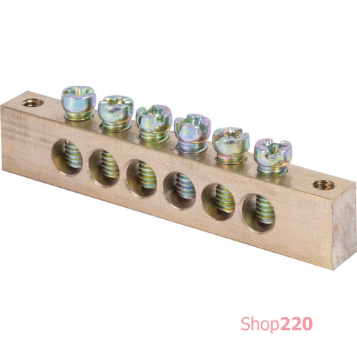 Шина N / PE на 6 отверстий, 60А, e.bsa.stand.60.6 Enext s056003