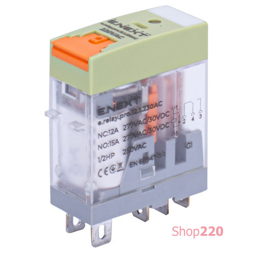 Реле промежуточное 12А, 1 группа контактов, катушка 230В АC, e.relay.pro.12.1.230AC ENEXT p091001