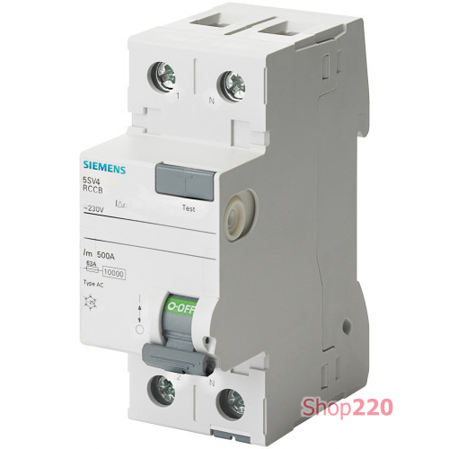 Устройство защитного отключения 40А, 30мА, 2 полюса, тип АС, Siemens 5SV4314-0
