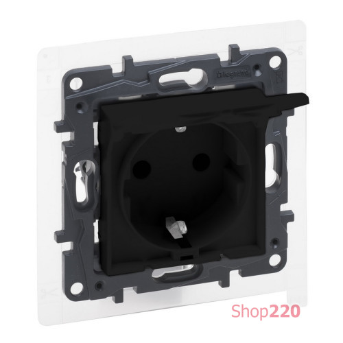 Розетка электрическая влагозащищенная IP44, черный, Niloe Step Legrand 863523B