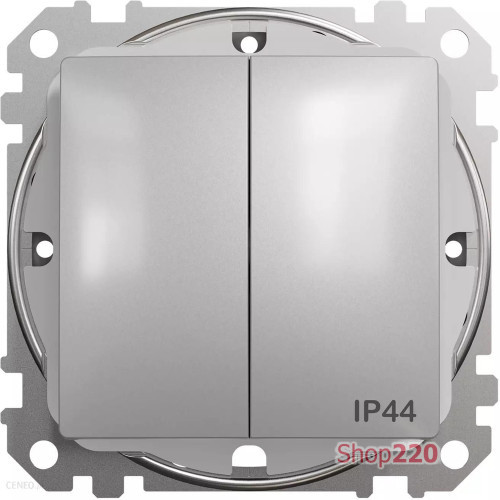 Выключатель 2-клавишный влагозащищенный IP44, алюминий, Sedna Design SDD213105