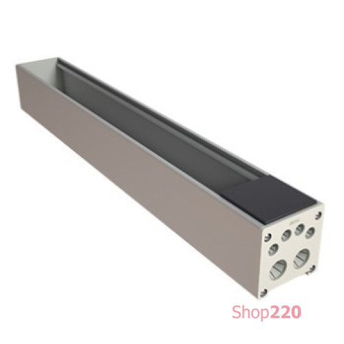 Розеточный блок на 8 (9) розеток К45, пустой, алюминий, Ofiblock COMPACT Simon KFC208/14