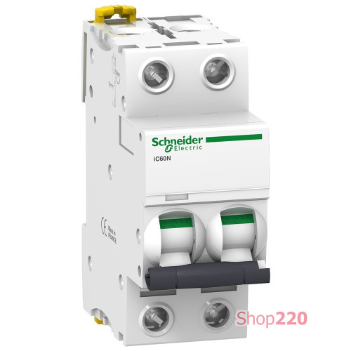 Автоматический выключатель 2А, 2 полюса, кривая C, IC60N Acti9 Schneider Electric A9F74202