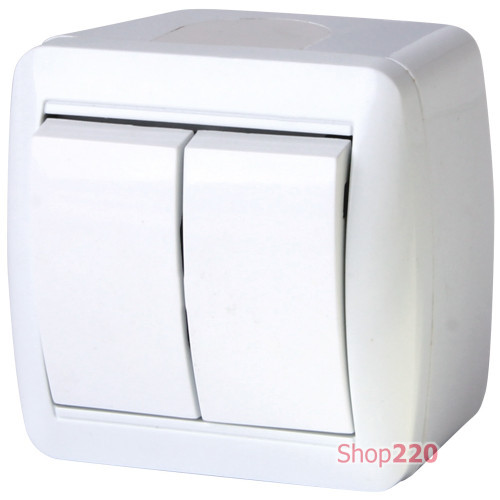 Выключатель двухклавишный для наружного монтажа, IP44, e.aqua.1112.gr Enext s035052