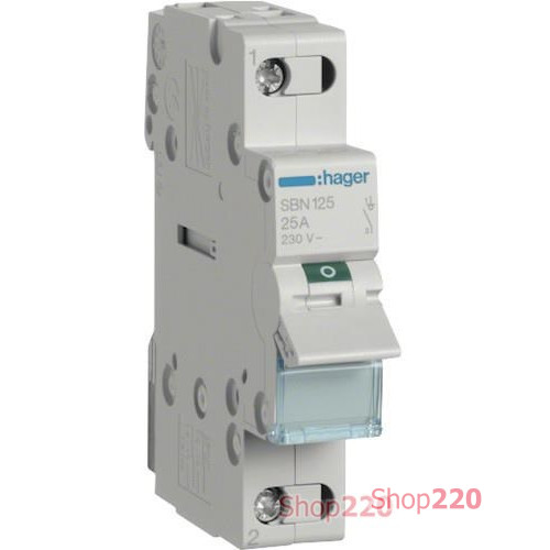 Выключатель нагрузки 25А, 1-полюсный, SBN125 Hager