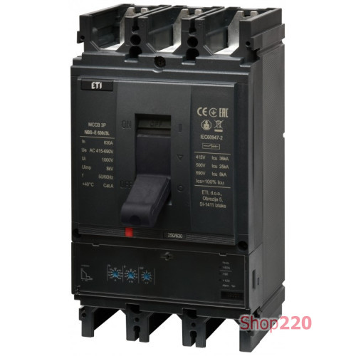 Автоматический выключатель 630A 3P, 36kA, (0.4-1)In/(1.5-10)Ir, NBS-E 630/3L ETI 4673139