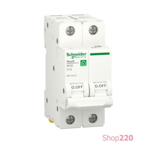 Автомат 10А, 2 полюса, уставка С, Resi9 R9F12210 Schneider Electric