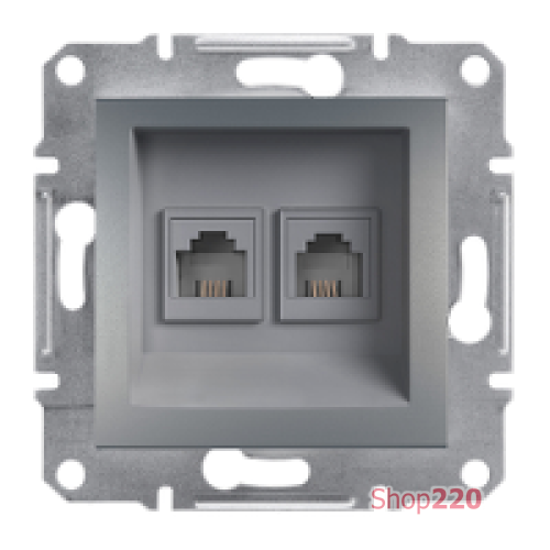 Розетка телефонная RJ-11 двойная, сталь, EPH4200162 Asfora Schneider