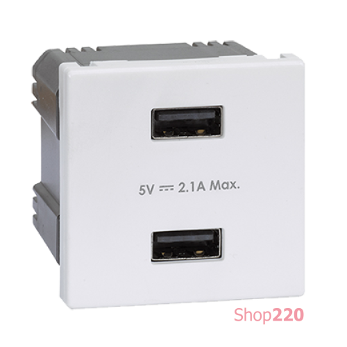 Розетка USB для зарядки, двойная, 2 модуля, белый, К45 Simon K126E/9