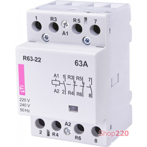 Контактор модульный тихий, 63А, 2НО+2НЗ, R 63-22 230V ETI 2463470