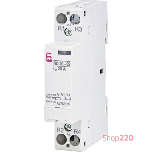 Контактор бесшумный 20А, 2НЗ, 220В AC/DC, RD 20-02 230V AC/DC ETI ETI 2464008