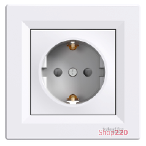 Розетка с заземлением и защитными шторками, белый, EPH2900221 Schneider Asfora