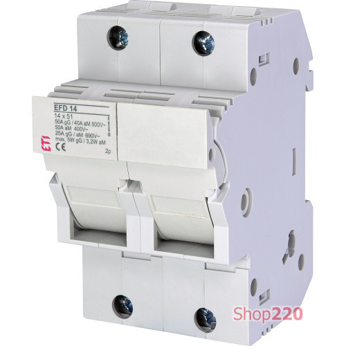 Разъединитель для предохранителей EFD 14 2P 50A 690V AC ETI 2560003