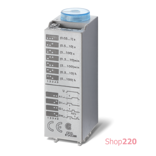 Таймер миниатюрный; 4CO; 7A; 230-240В AC; AgNi; AI,DI,GI,SW; 0.05с-100год; LED; розетка S94; кл. металл 094.81 в комплекте Finder 850482400000