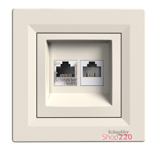 Розетка компьютерная + телефонная, кремовый, EPH4900123 Schneider Asfora