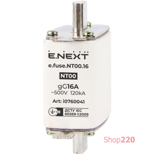Предохранитель плавкий габарит 00, 16А., e.fuse.NT00.16 Enext i0760041