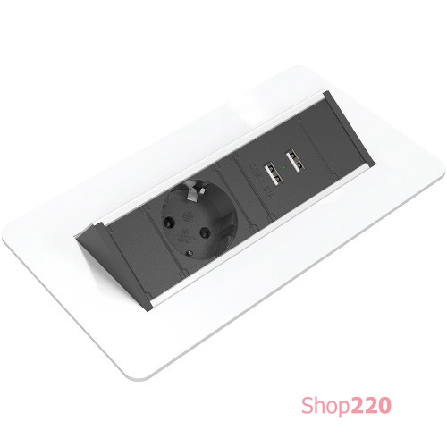 Блок розеток в стол 220В + USB, белый, Axessline QuickBox, Kondator