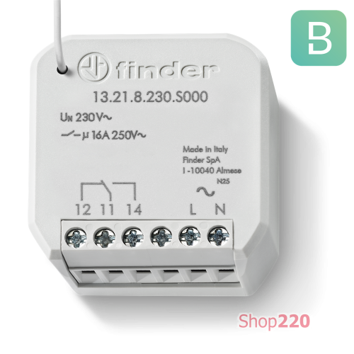 Реле многофункциональное; YESLY; 1CO; 16A; 230В AC; 1 канал; 12 функций; Bluetooth; распр. коробка Finder 13218230B000
