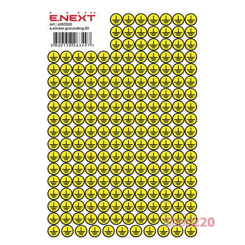 Самоклеящаяся наклейка Заземление (20х20х20мм) 200 шт/лист, e.sticker.grounding.20 Enext s053320