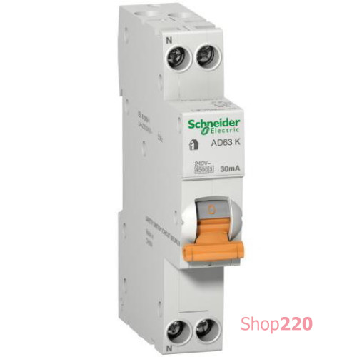 Одномодульный дифавтомат 20A 30мA, тип C, АД63 12523 Schneider Electric