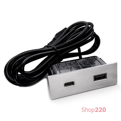Розетка USB тип А+С в стол/мебель, нержавеющая сталь, Versapick ASA ASA-060.29Z.00049