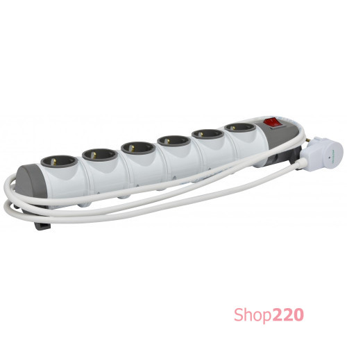 Блок удлинителя 6-местный с защитой EC6-3 (Schuko, каб. 3м, 16A, 250V, 2P+PE) ETI 4481029